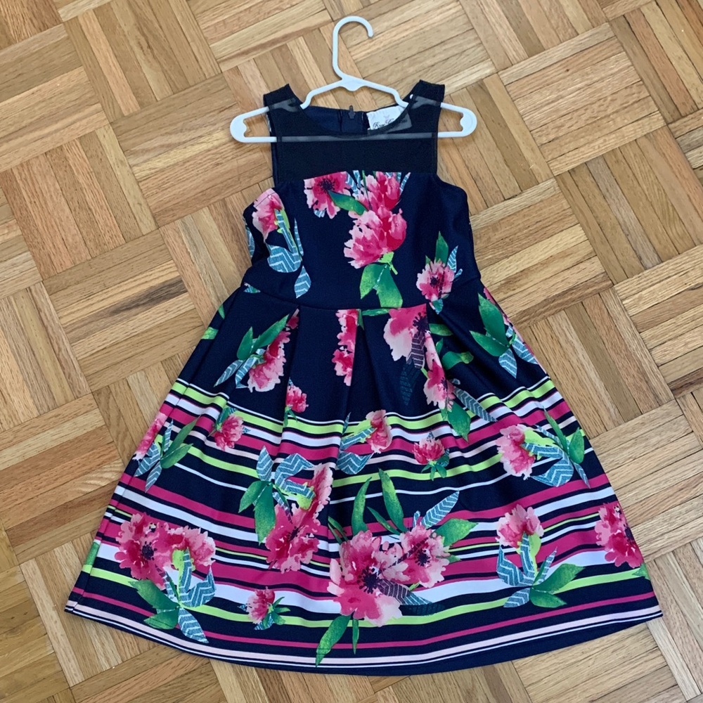 EUC Floral Print Dress w/ Tulle Skirting - Girls Size 8